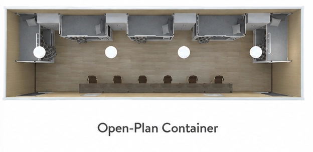 Open plan light steel building layout