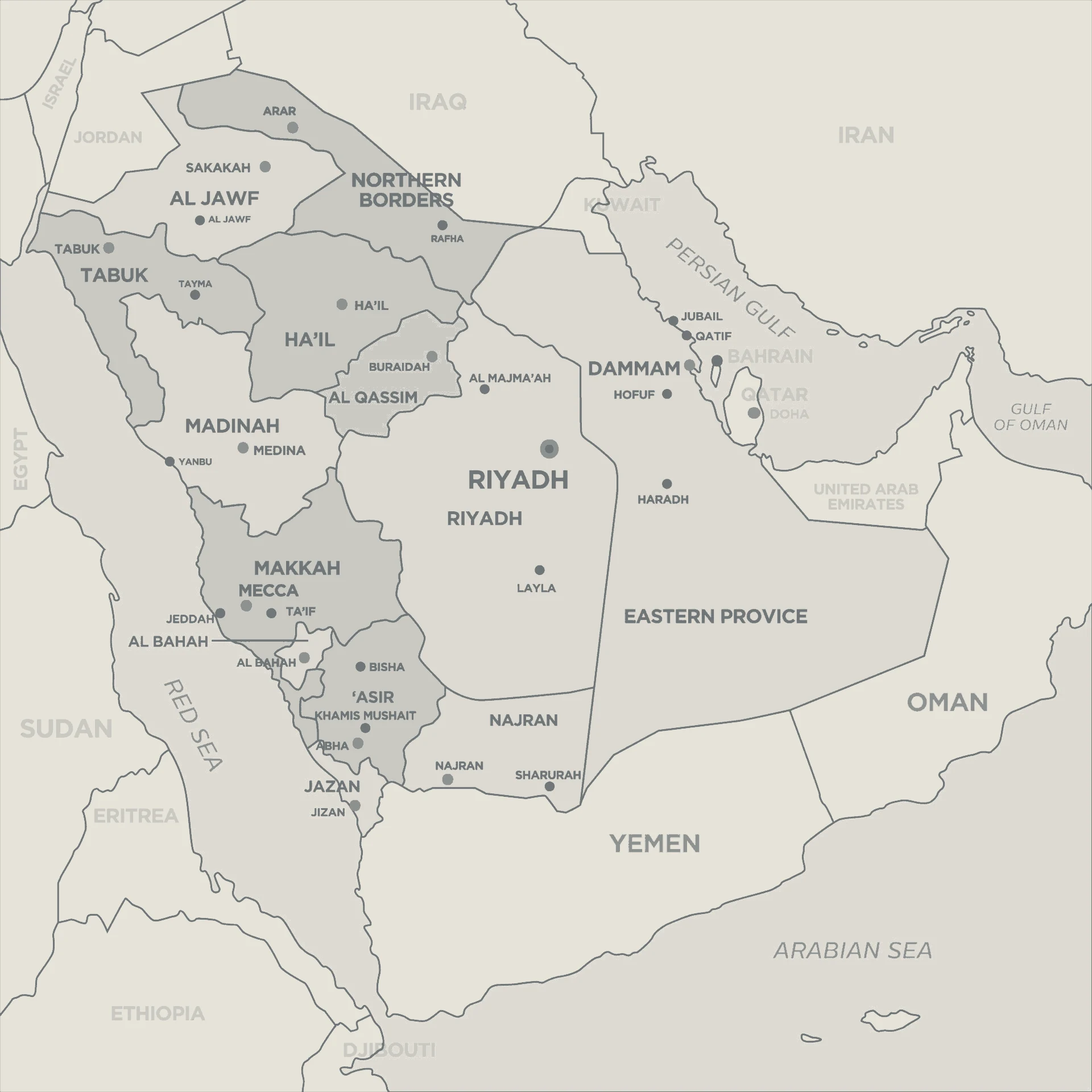 Saudi Arabia delivery coverage map